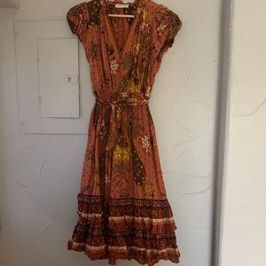 Ulla Johnson Terracotta Floral Midi Dress